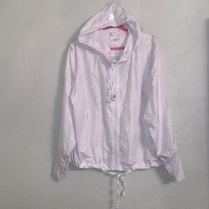 Zyla Active White Windbreaker Hoodie Traditional Track Woman’s Jacket Size XL